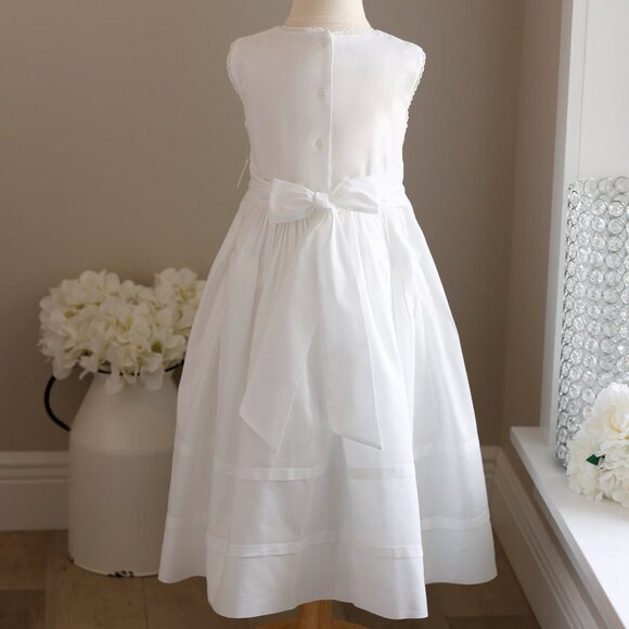 Strasburg Dress White Smocked Embroidery Cotton Size 5 Spring Portrait Vacation - Picture 6 of 7